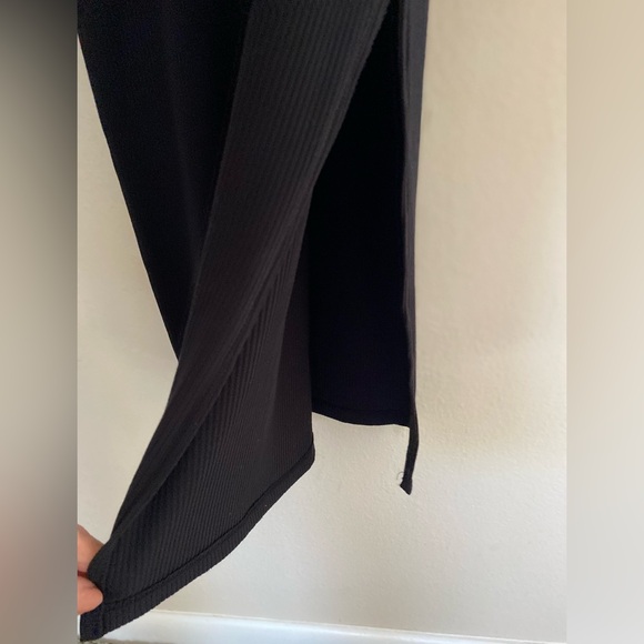 Forever 21 Black Sweater Dress Deep Scoop Ribbed Knit Long Bodycon Size Large - Picture 5 of 5